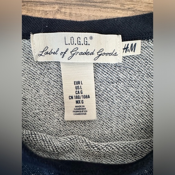 H&M LOGG Men’s Sweater Blue & Gray Long Sleeve Size L - Picture 3 of 8